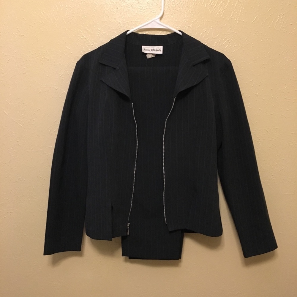 Dark Grey Pinstripe Pant and Skirt Suit